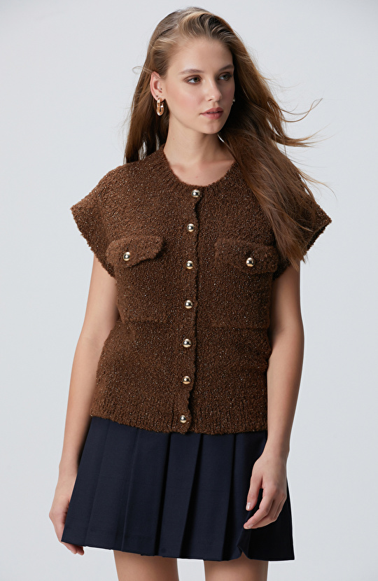 Tarçın Yumuşak Dokulu Triko Yelek