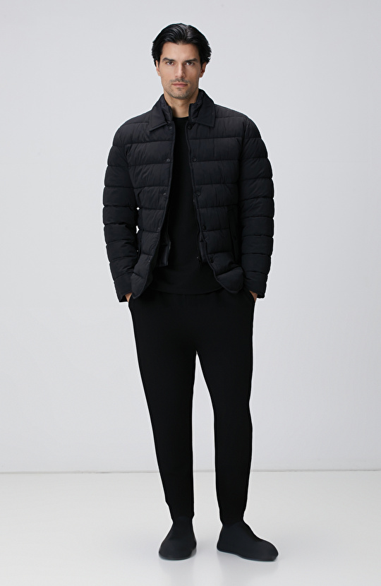 Siyah Yandan Cepli Basic Eşofman Altı