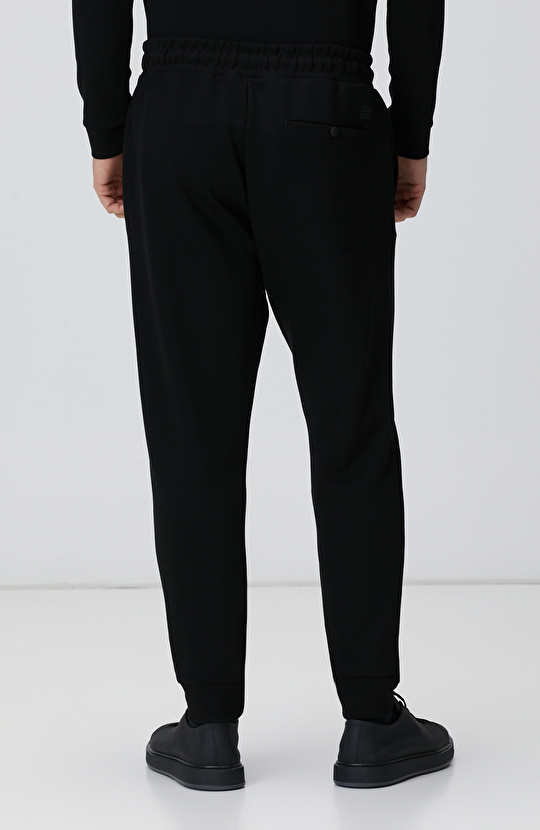 Siyah Yandan Cepli Basic Eşofman Altı