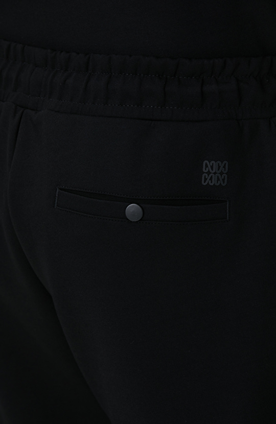 Siyah Yandan Cepli Basic Eşofman Altı