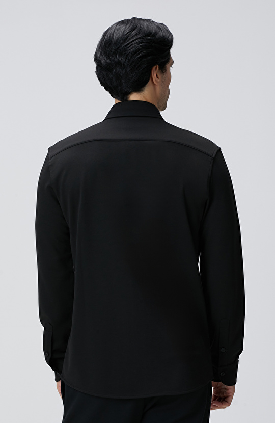 Siyah Uzun Kollu Örme Gömlek