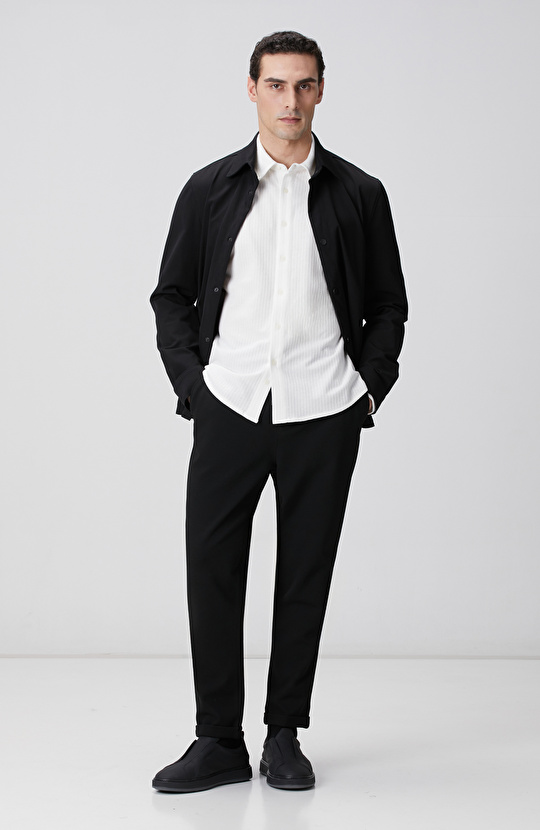 Beyaz Uzun Kollu Örme Gömlek