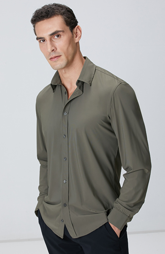 Haki Örme Gömlek