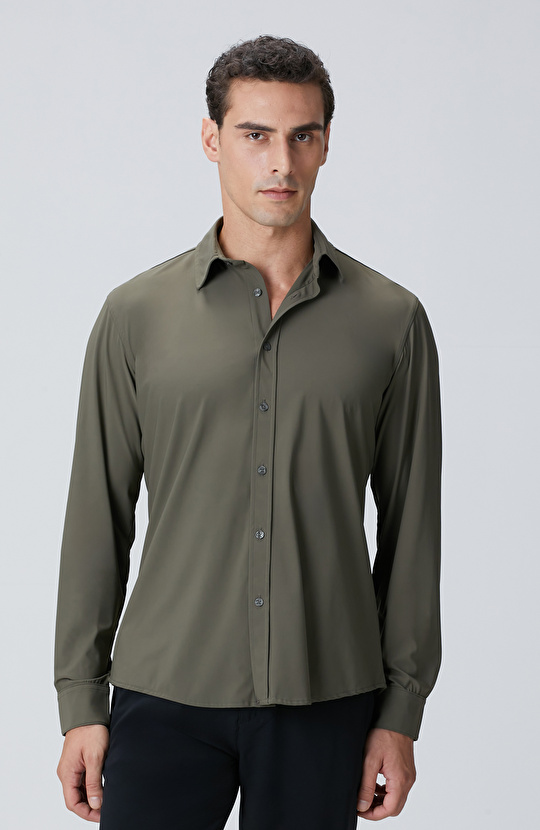 Haki Örme Gömlek