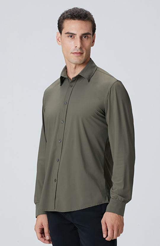 Haki Örme Gömlek