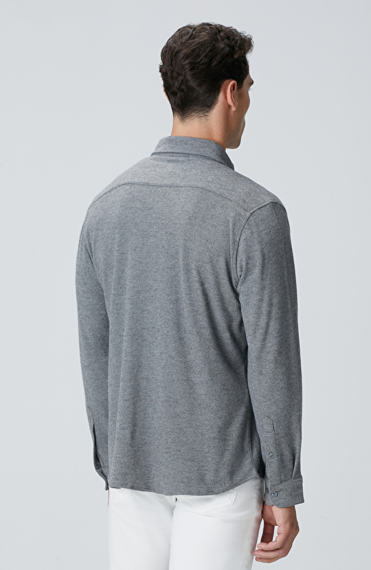 Gri Flanel Görünümlü Örme Gömlek