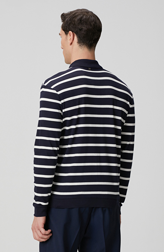 Lacivert Beyaz Çizgili Sweatshirt