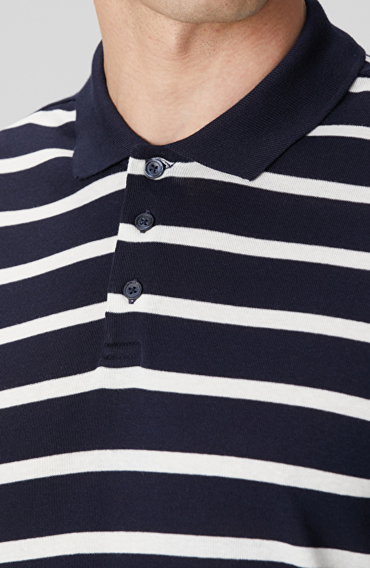 Lacivert Beyaz Çizgili Sweatshirt