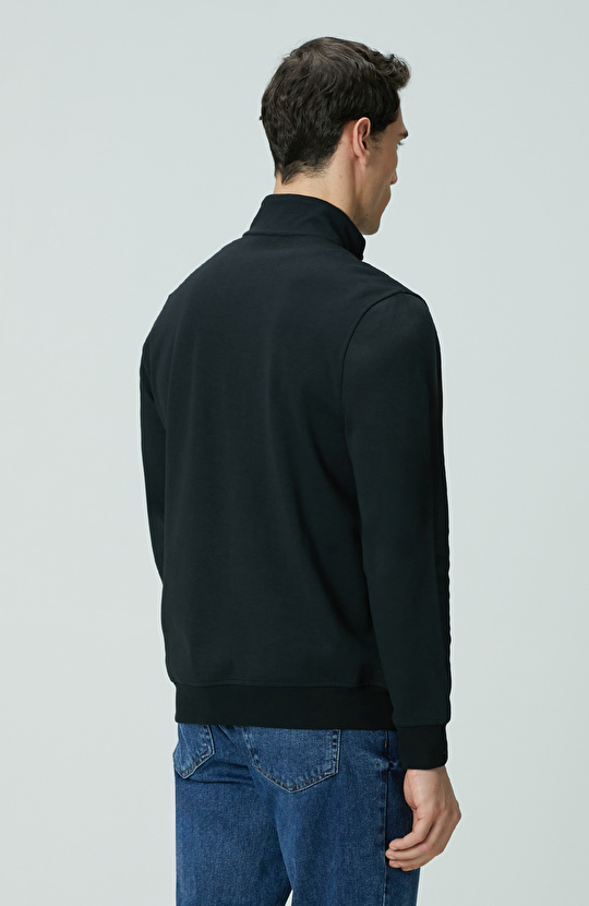 Siyah Fermuarlı Sweatshirt