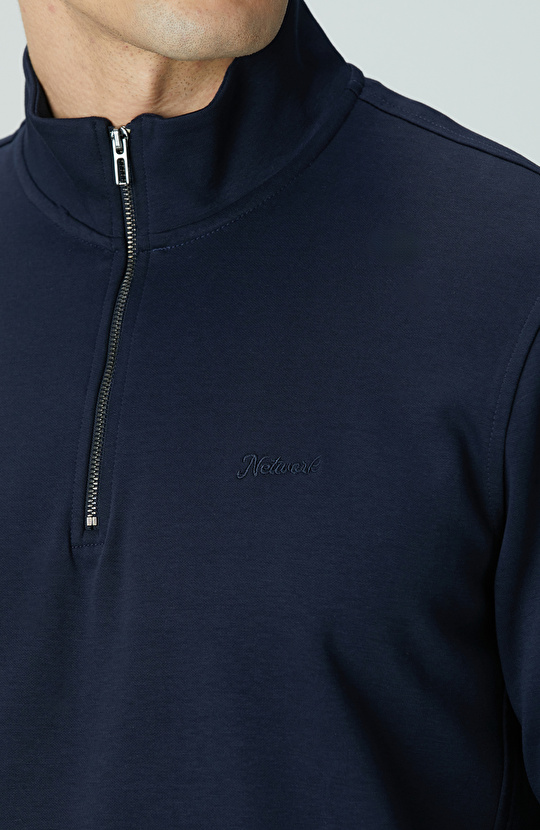 Lacivert Fermuarlı Sweatshirt