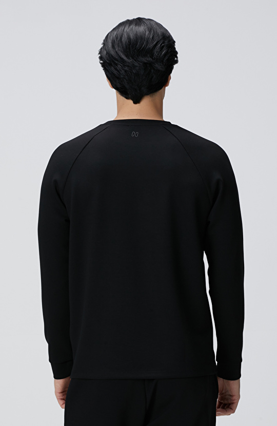 Siyah Bisiklet Yaka Basic Sweatshirt