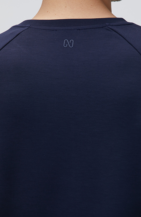 Lacivert Bisiklet Yaka Basic Sweatshirt