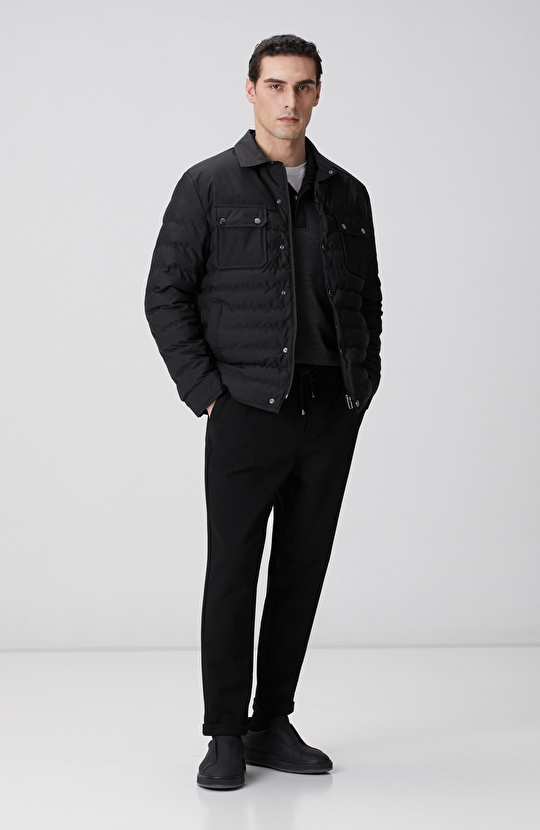 Siyah Fermuarlı Yaka Garnili Sweatshirt