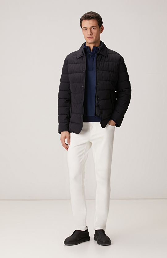 Lacivert Fermuarlı Yaka Garnili Sweatshirt