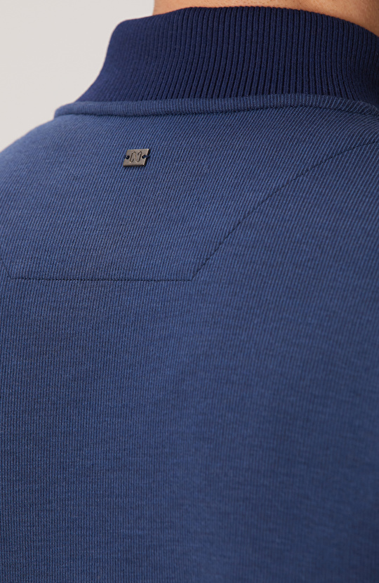 Lacivert Fermuarlı Yaka Garnili Sweatshirt