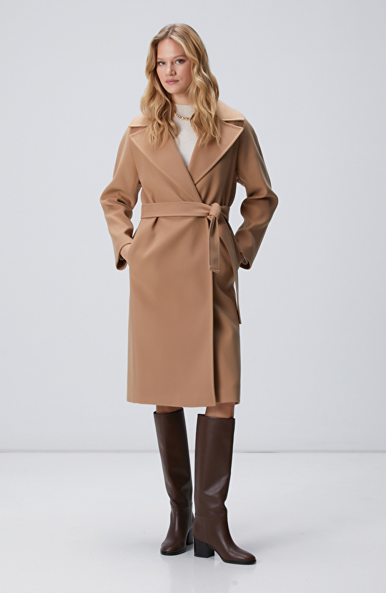 Camel Geniş Yakalı Manto