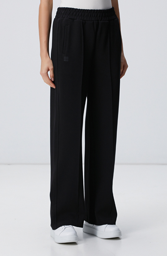 Siyah Bol Paça Basic Eşofman