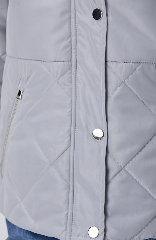 Gri Yarım Kapitone Detaylı Kaban