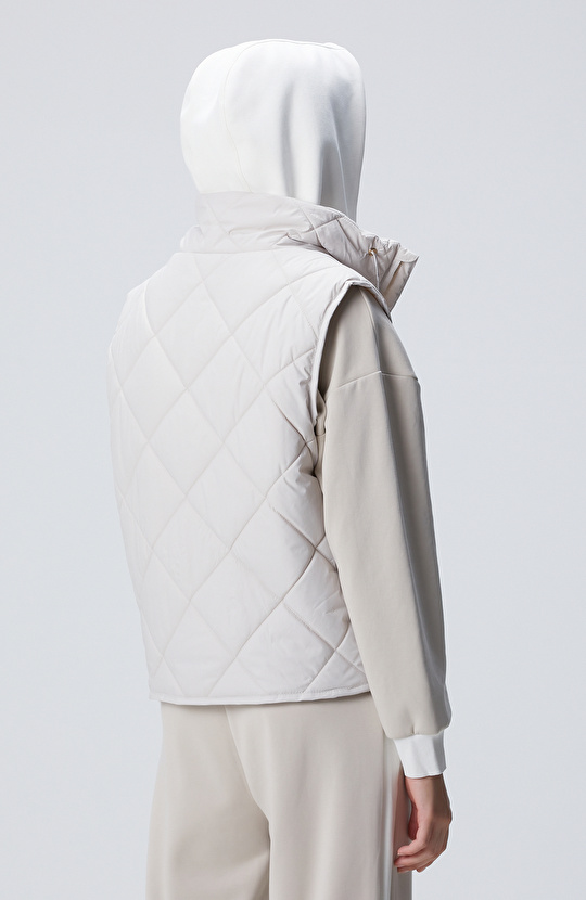 Taş Dik Yaka Kapitoneli Casual Yelek