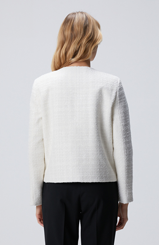 Kırık Beyaz Kısa Mont