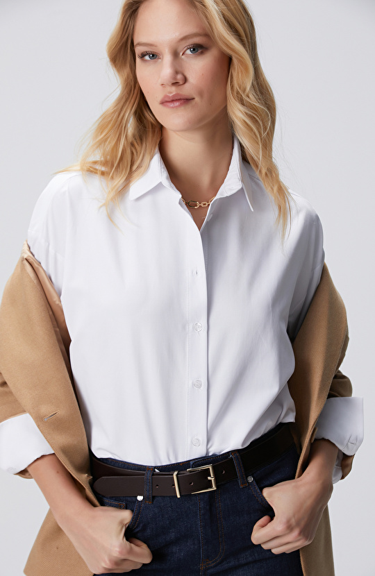 Beyaz Oversize Gömlek