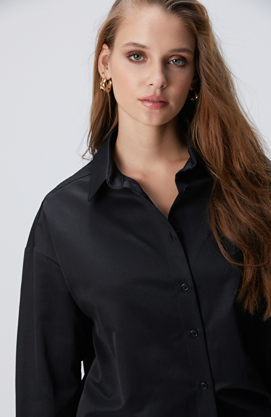 Siyah Oversize Gömlek