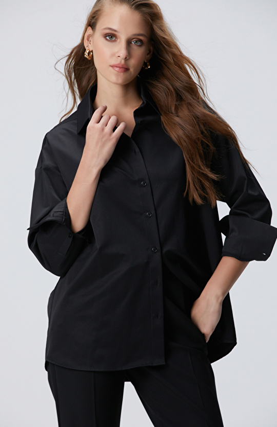 Siyah Oversize Gömlek