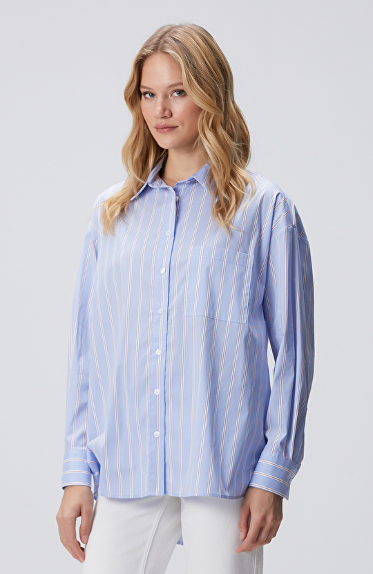 Mavi Oversize Gömlek