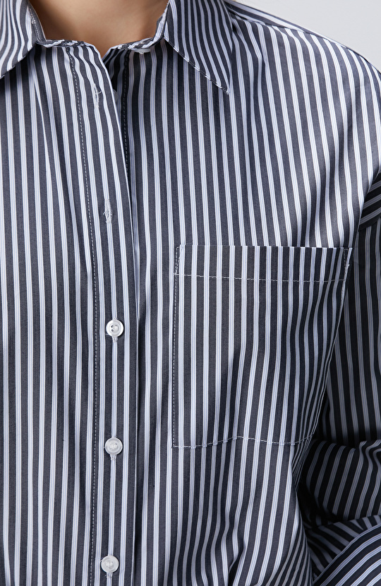 Lacivert Mavi Oversize Gömlek