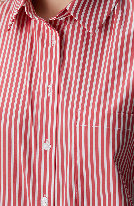 Kırmızı Beyaz Oversize Gömlek