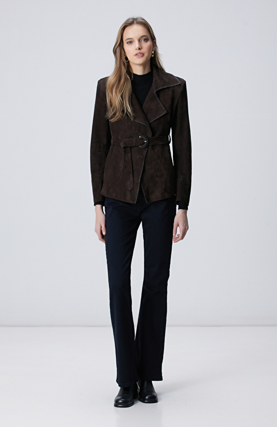 Koyu Lacivert Flare Paça Denim Pantolon