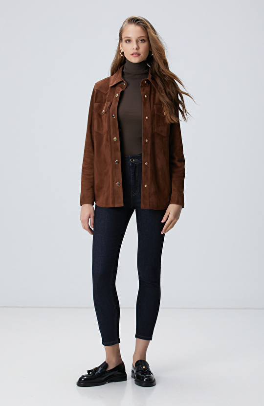 Lacivert Skinny Fit Dar Paça Raw Denim Pantolon