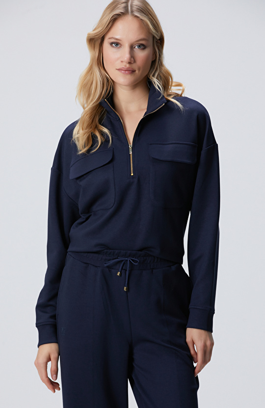 Lacivert Fermuarlı Sweatshirt Lacivert Fermuarlı Sweatshirt