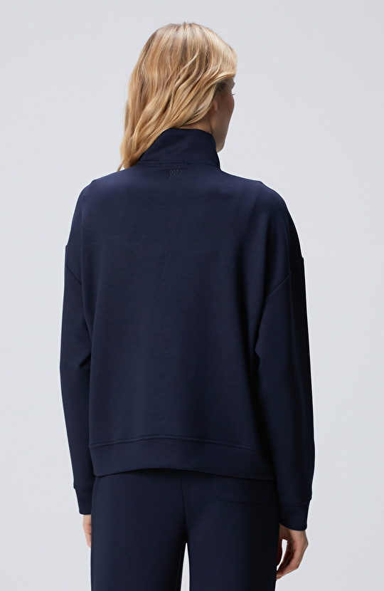 Lacivert Fermuarlı Sweatshirt