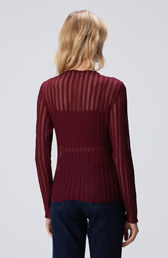 Bordo Desenli Bluz
