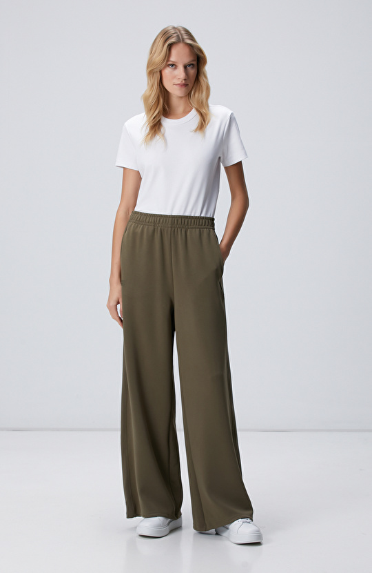 Haki Geniş Paçalı Eşofman Altı