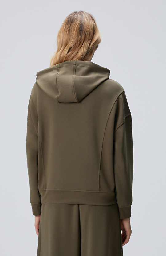 Haki Kapüşonlu Sweatshirt
