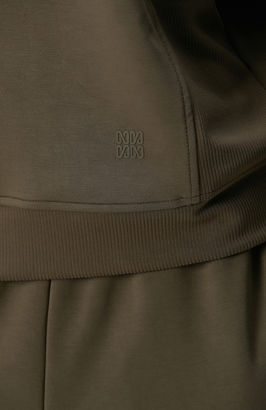 Haki Kapüşonlu Sweatshirt