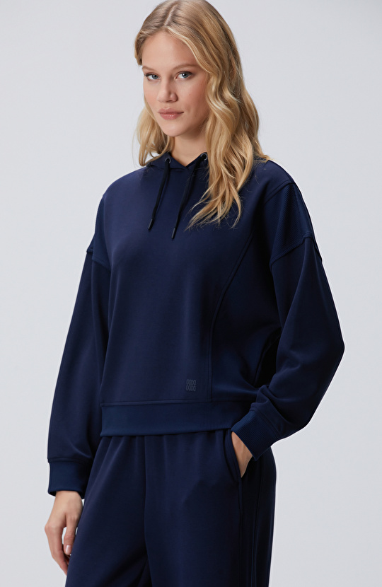 Lacivert Kapüşonlu Sweatshirt