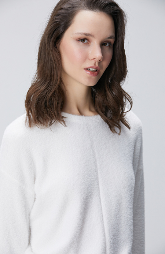 Kırık Beyaz Sakal İp Basic Kazak