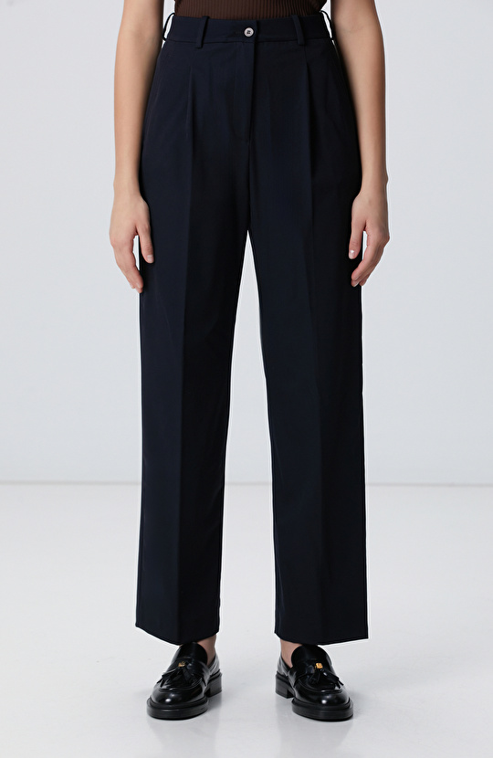 Lacivert Geniş Paça Basic Pantolon