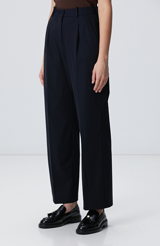 Lacivert Geniş Paça Basic Pantolon