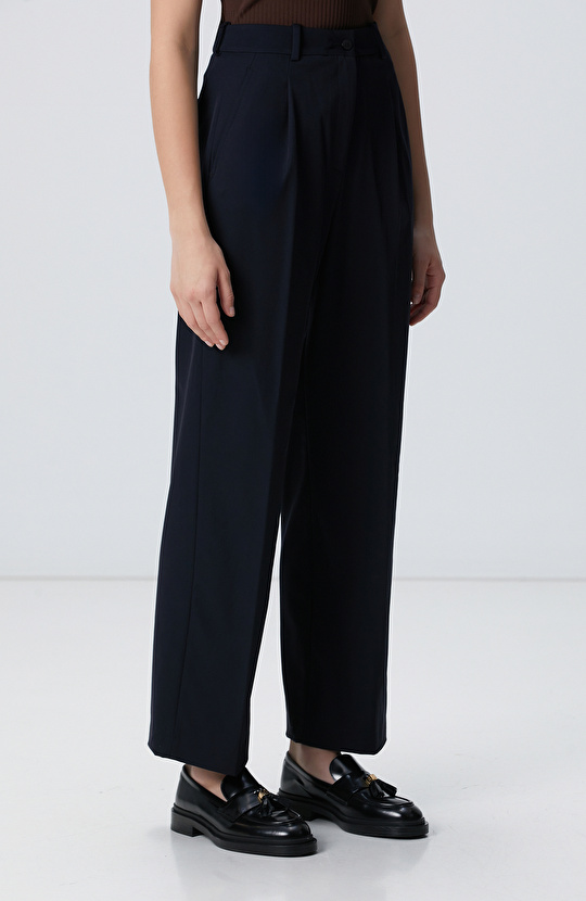 Lacivert Geniş Paça Basic Pantolon