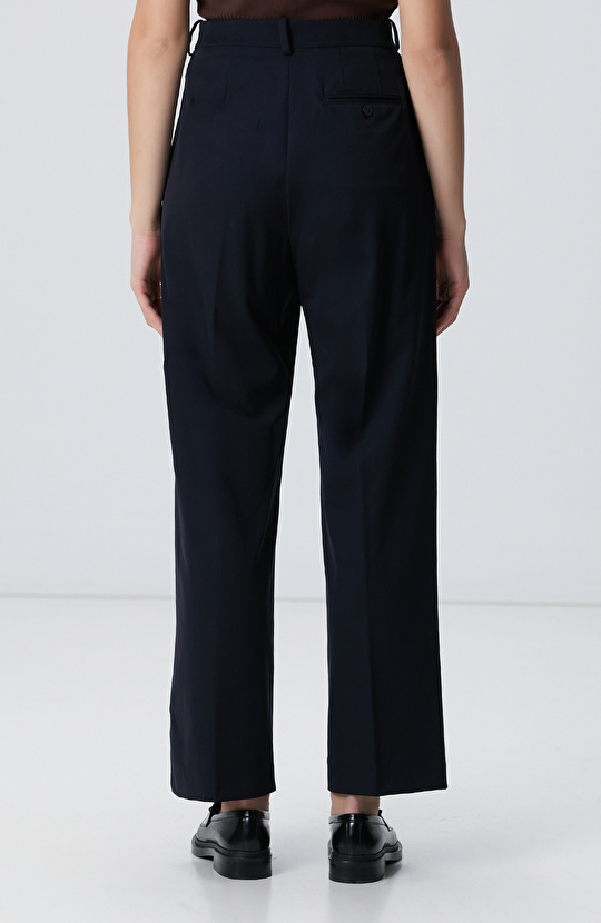 Lacivert Geniş Paça Basic Pantolon