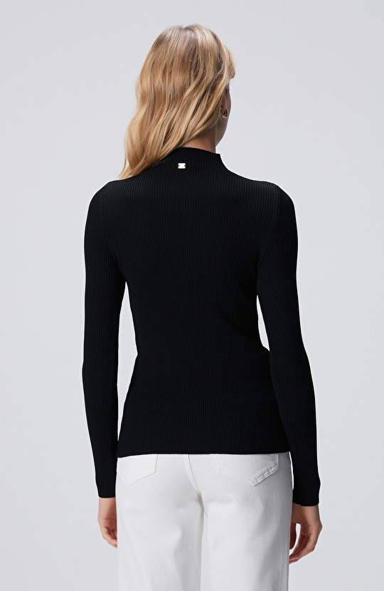 Siyah Rayon Basic Kazak