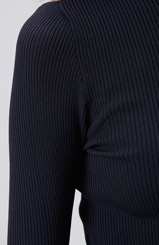 Lacivert İnce Ribana Örgü Kazak