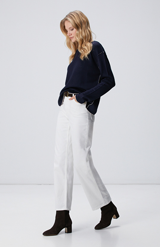 Lacivert Taş Double Face Kazak