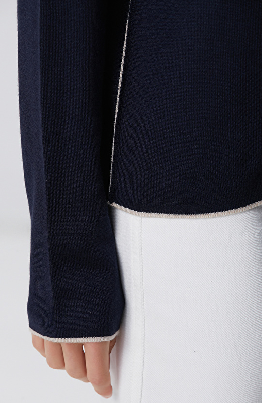 Lacivert Taş Double Face Kazak