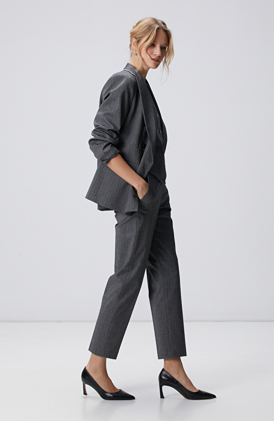 Antrasit Yün Karışımlı Ceket