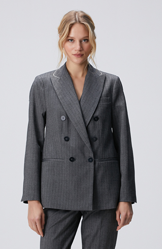 Antrasit Yün Karışımlı Ceket